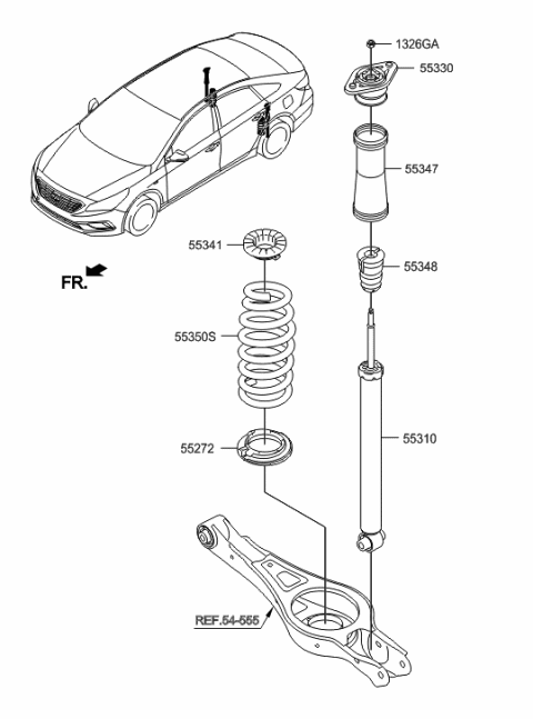 2015 Hyundai Sonata Spring-Rear Diagram for 55350-C2164