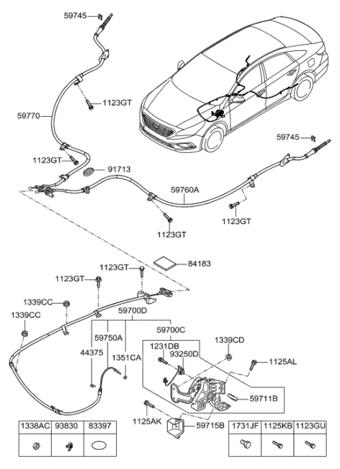 2017 Hyundai Sonata Cable Assembly-Parking Brake,LH Diagram for 59760-C1000