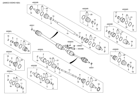 2023 Hyundai Santa Fe Hybrid Boot Kit-Front Axle Differential Side LH Diagram for 49583-C1000