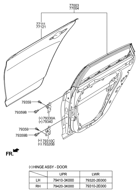 2015 Hyundai Sonata Panel Assembly-Rear Door,LH Diagram for 77003-C2000