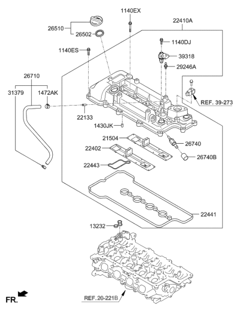 2016 Hyundai Sonata Cover Assembly-Rocker Diagram for 22410-2B610