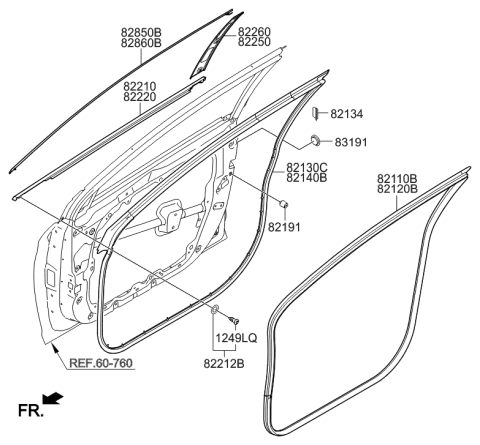 2016 Hyundai Sonata Weatherstrip-Front Door Body Side RH Diagram for 82120-C1001-TRY