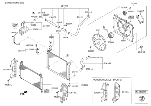 2016 Hyundai Sonata Hose-Radiator Lower Diagram for 25412-C2100