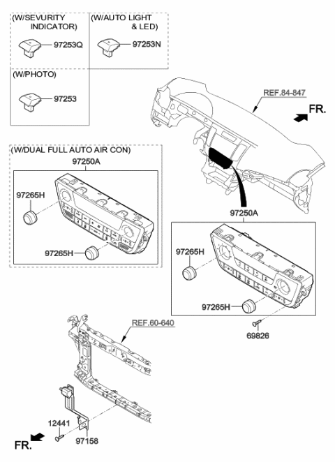 2017 Hyundai Sonata Heater Control Assembly Diagram for 97250-C2530-GU