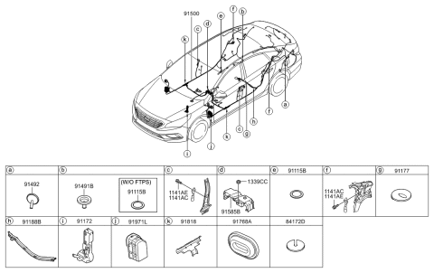 2015 Hyundai Sonata Wiring Assembly-Floor Diagram for 91500-C2020