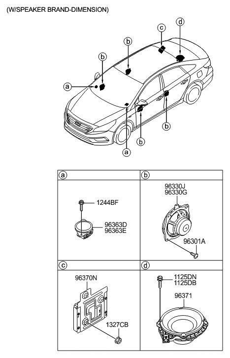 2022 Hyundai Tucson Front Door Speaker Assembly,Left Diagram for 96330-C2200
