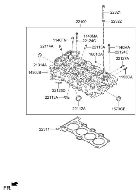 2017 Hyundai Sonata Head Assembly-Cylinder Diagram for 22100-2GTA5