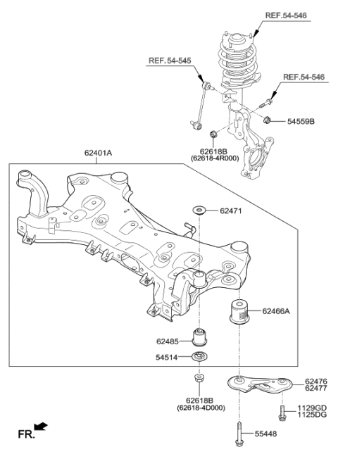 2022 Hyundai Tucson Crossmember Complete Diagram for 62405-C2050