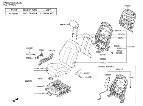 2023 Hyundai Santa Fe Hybrid Knob-Front Seat Recliner,RH Diagram for 88220-C2000-TRY