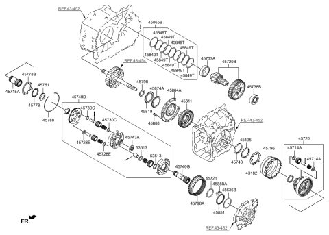 2023 Hyundai Santa Fe Hybrid Gear Kit-Automatic Transaxle Transfer Driven Diagram for 45720-3B731