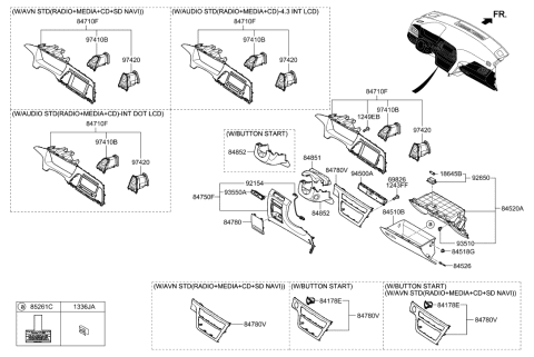 2023 Hyundai Santa Fe Hybrid Steering Column Upper Shroud Diagram for 84850-C2000-TRY