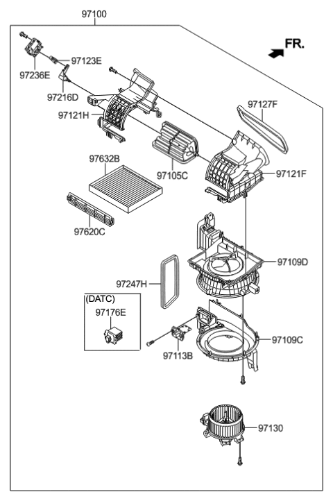 2022 Hyundai Tucson Cabin Air Filter Compatible Diagram for 97133-C2000