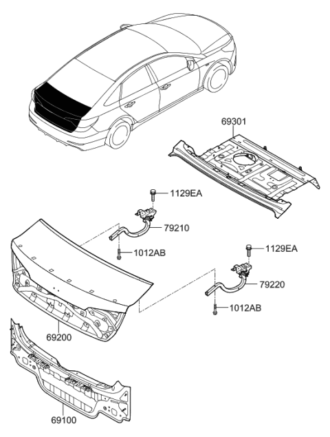 2016 Hyundai Sonata Back Panel & Trunk Lid Diagram
