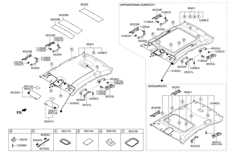 2022 Hyundai Tucson Sun Visor Assembly, Left Diagram for 85201-C2000-TTX