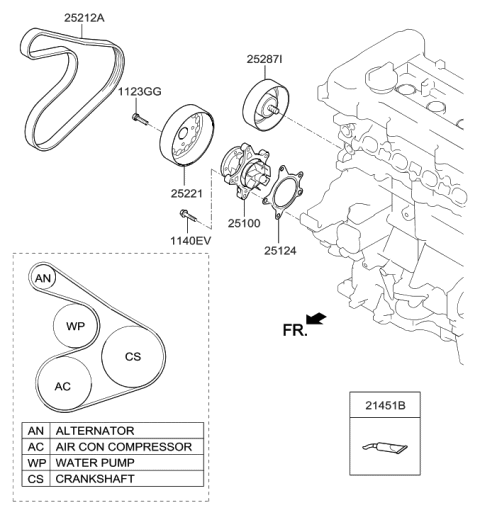 2015 Hyundai Sonata Tensioner Assembly Diagram for 25280-2GGB1