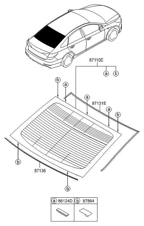 2017 Hyundai Sonata Glass Assembly-Rear Window Diagram for 87110-C2010