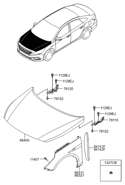 2015 Hyundai Sonata Fender & Hood Panel Diagram