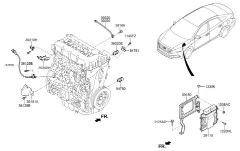 2022 Hyundai Tucson Engine Control Module Unit Diagram for 39111-2GGL9