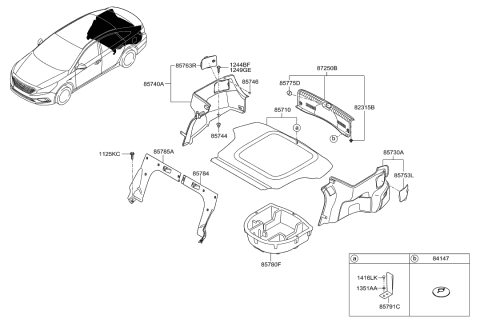 2022 Hyundai Tucson Trim-Partition Side RH Diagram for 85785-C2000-TRY