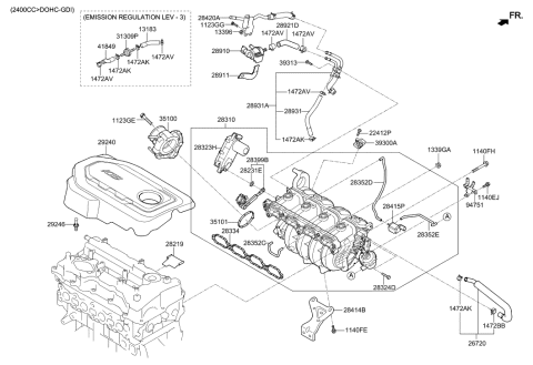 2015 Hyundai Sonata Manifold Assembly-Intake Diagram for 28310-2GTA0