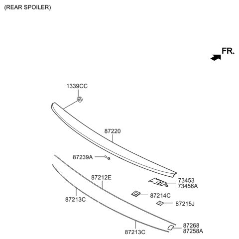 2023 Hyundai Santa Fe Hybrid Rear Spoiler Diagram for 87251-C2000