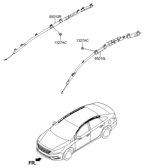 2016 Hyundai Sonata Curtain Air Bag Module,RH Diagram for 85020-C2000