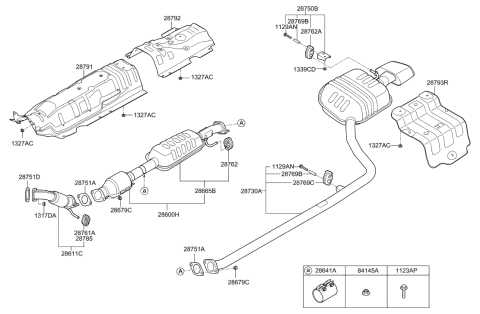 2016 Hyundai Sonata Rear Muffler Assembly Diagram for 28710-C2700