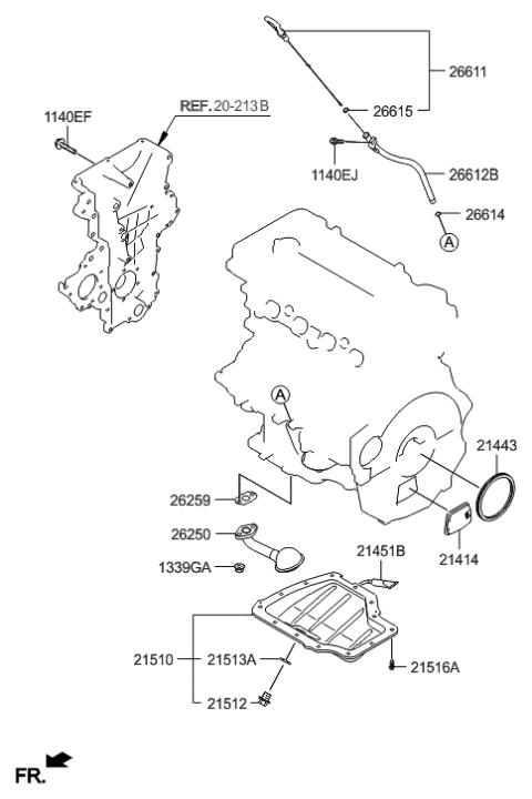 2015 Hyundai Sonata Belt Cover & Oil Pan Diagram 1