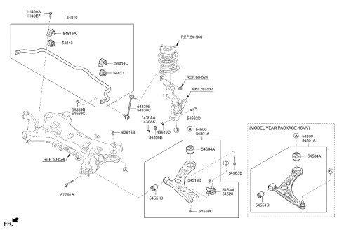 2015 Hyundai Sonata Link Assembly-Front Stabilizer,LH Diagram for 54830-C1000