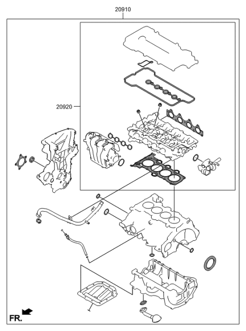 2016 Hyundai Sonata Engine Gasket Kit Diagram 1