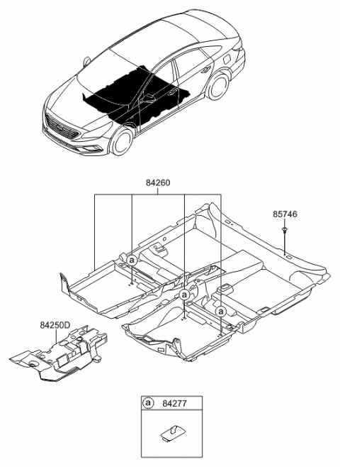 2016 Hyundai Sonata Carpet Assembly-Floor Diagram for 84260-C2000-TRY