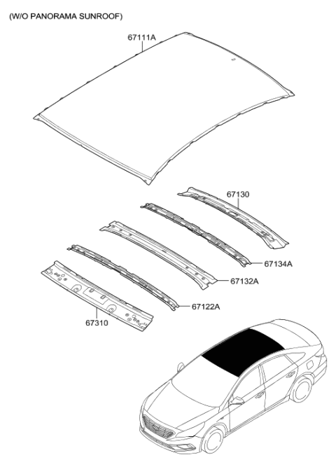 2022 Hyundai Tucson Rail-Roof Rear Diagram for 67132-C1000