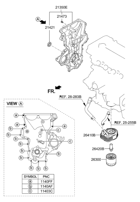 2015 Hyundai Sonata Front Case & Oil Filter Diagram 3