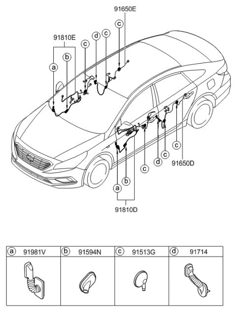2023 Hyundai Santa Fe Hybrid Grommet-Door Wiring Diagram for 91983-3S000