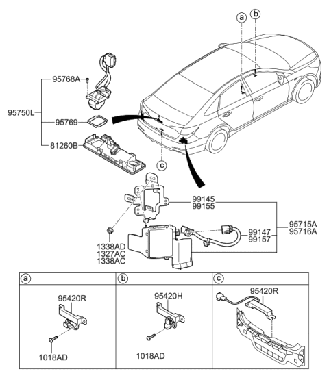 2016 Hyundai Sonata Camera Assembly-Back View Diagram for 95760-C2101