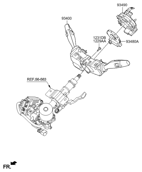 2017 Hyundai Sonata Switch Assembly-Multifunction Diagram for 93401-C2500