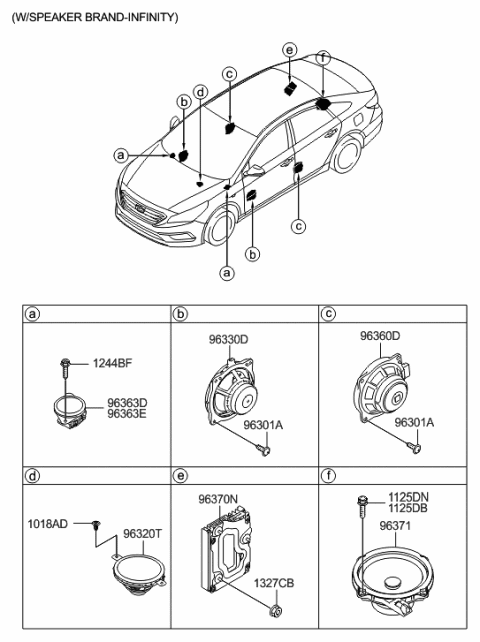 2023 Hyundai Santa Fe Hybrid Center Speaker Assembly Diagram for 96360-3S400