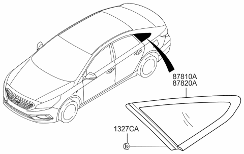 2015 Hyundai Sonata Glass & MOULDING Assembly-Quarter Diagram for 87810-C2500