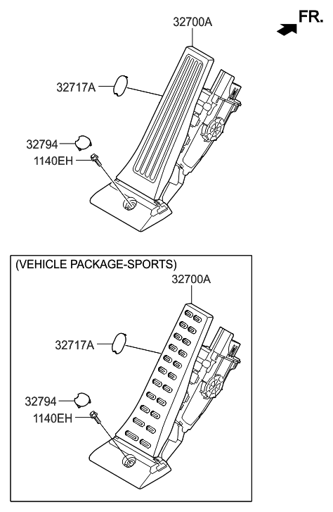 2017 Hyundai Sonata Pedal Assembly-Accelerator Diagram for 32700-C2300