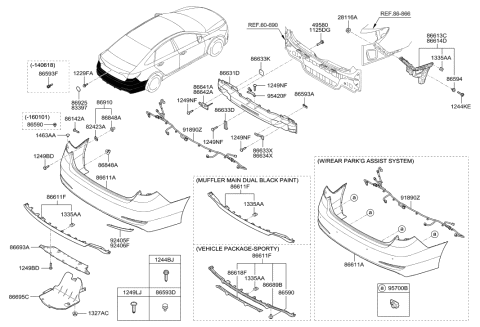 2015 Hyundai Sonata Sensor Assembly-Ultrasonic Bws Diagram for 95720-C1000-Y8S