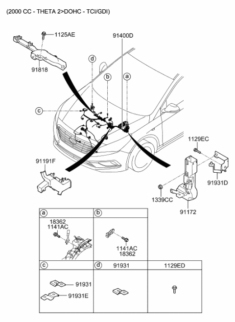 2023 Hyundai Santa Fe Hybrid Bracket-Wiring Mounting Diagram for 91931-C1050