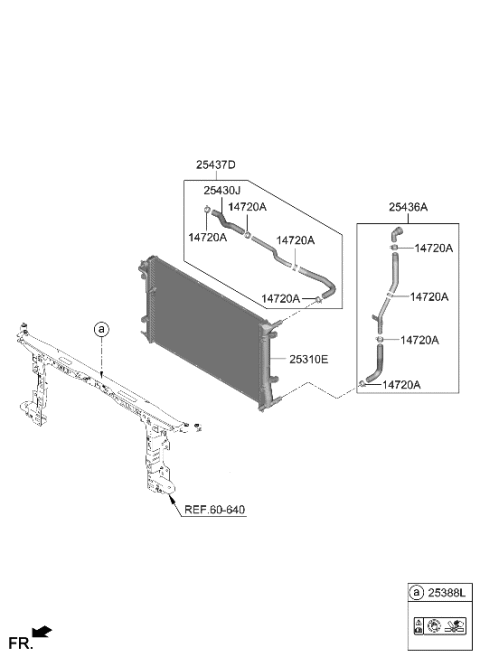 2021 Hyundai Elantra Hose Assembly-Inverter Radiator,Up Diagram for 25435-BY000