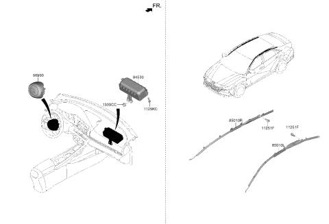 2021 Hyundai Elantra Curtain Air Bag Module,RH Diagram for 80420-AA000