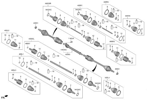 2013 Hyundai Accent Boot Kit-Diff Side,RH Diagram for 495R5-BY000