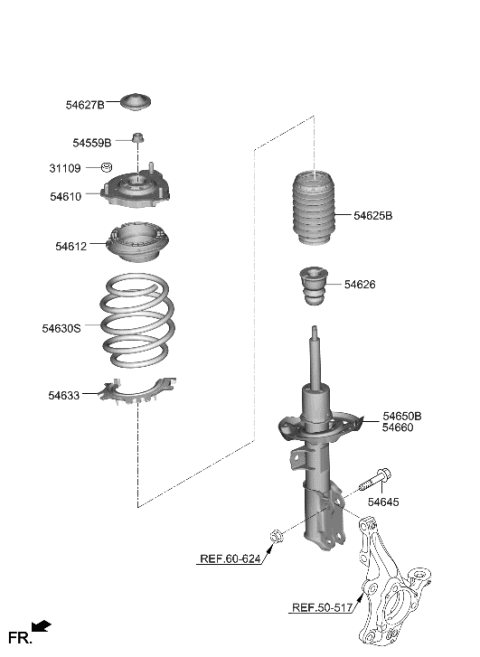 2023 Hyundai Elantra STRUT Assembly-FR,LH Diagram for 54650-BYBA0