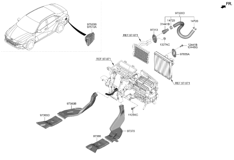 2022 Hyundai Elantra Hybrid Heater System-Duct & Hose Diagram