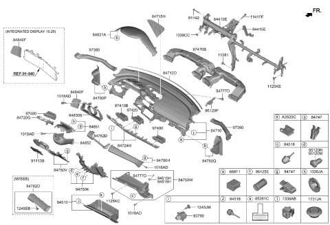 2021 Hyundai Elantra Hybrid Crash Pad Diagram
