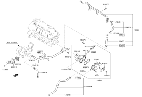 2023 Hyundai Elantra Hybrid Coolant Pipe & Hose Diagram
