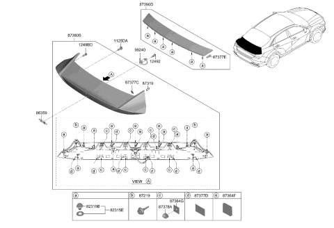 2021 Hyundai Elantra Hybrid Back Panel Moulding Diagram