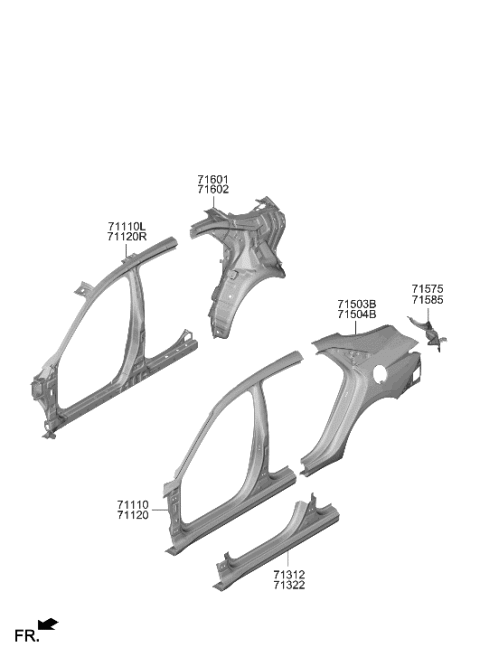 2023 Hyundai Elantra Side Body Panel Diagram